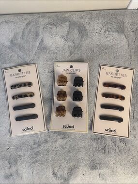 NWT Scunci Hair Accessory Bundle 3 Packs Jaw Clips & No Slip Barrettes